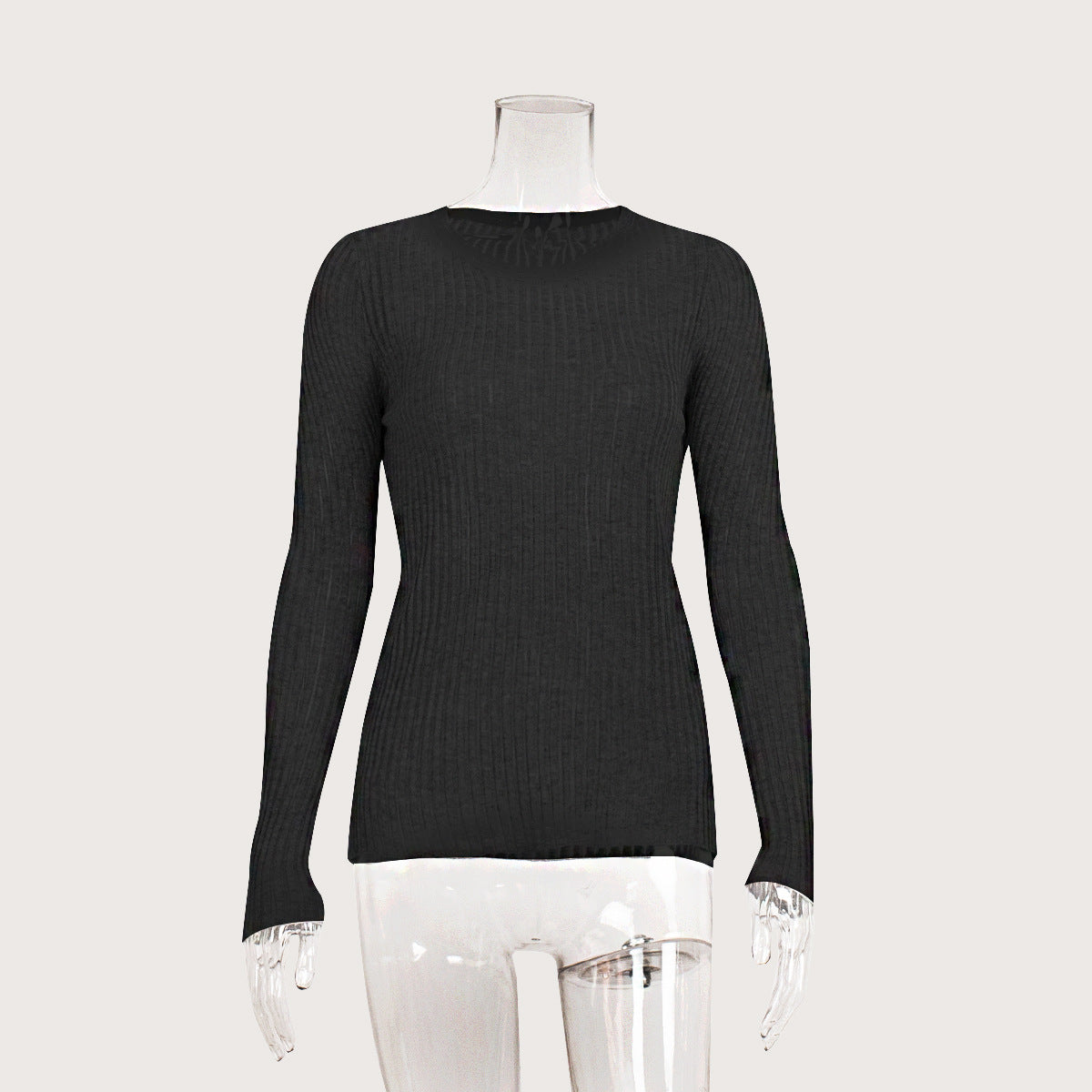 Hollow sweater Sexy Slim-fit cashmere round neck long sleeve thin sunken stripe women's pullover