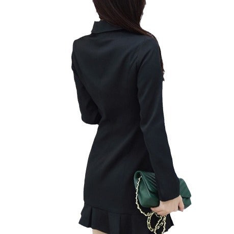 Fashion dating office silver button banquet clothes leisure commute coat skirt women's double breasted suit