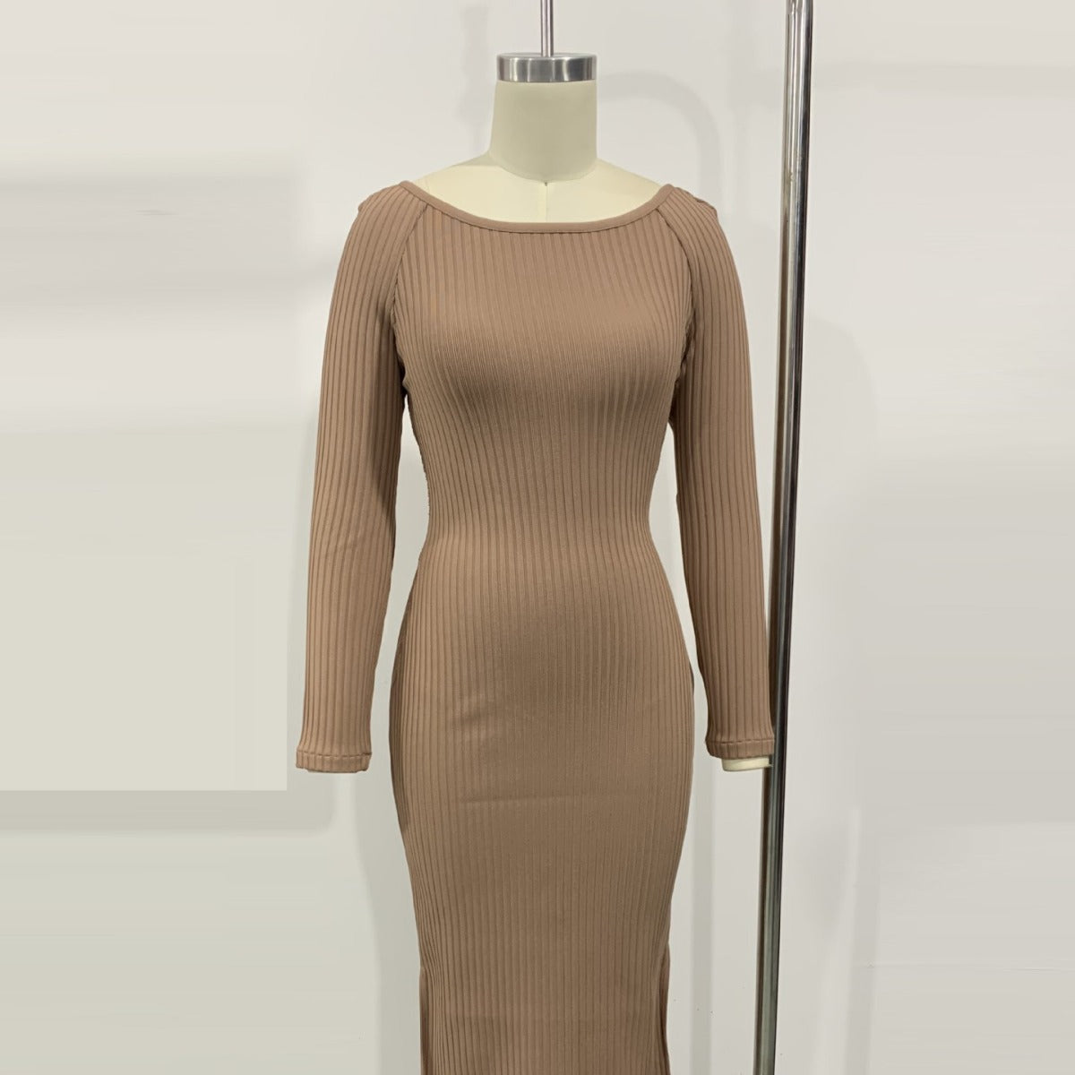 Women's Autumn Winter Slim Back Kinked Hollow Bandage Dress