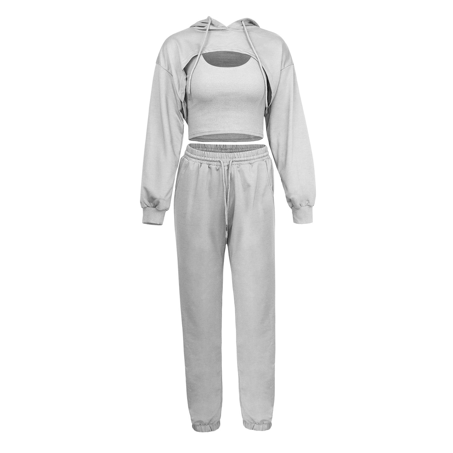 Spring hoodie loose sports slow running three-piece set