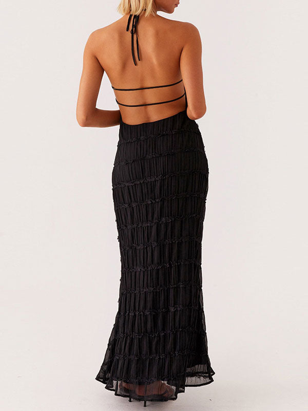 Ruched Halterneck Maxi Dress