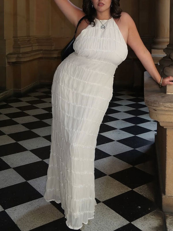 Ruched Halterneck Maxi Dress