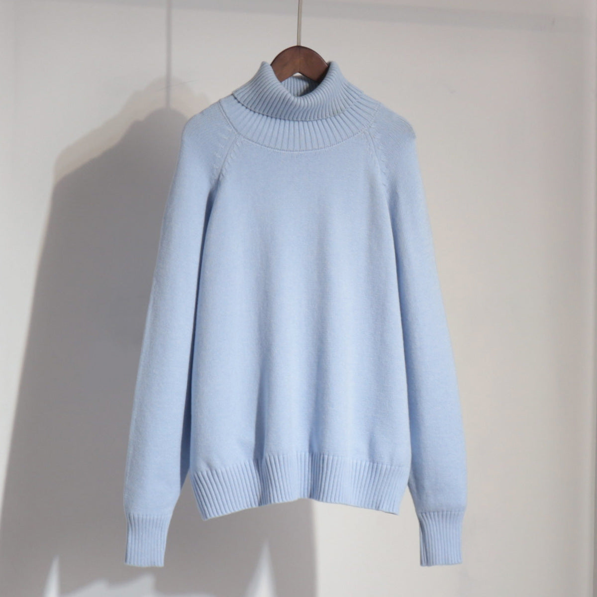 Turtleneck sweater autumn and winter elegant commuter solid color raglan sleeve women's knitted blouse