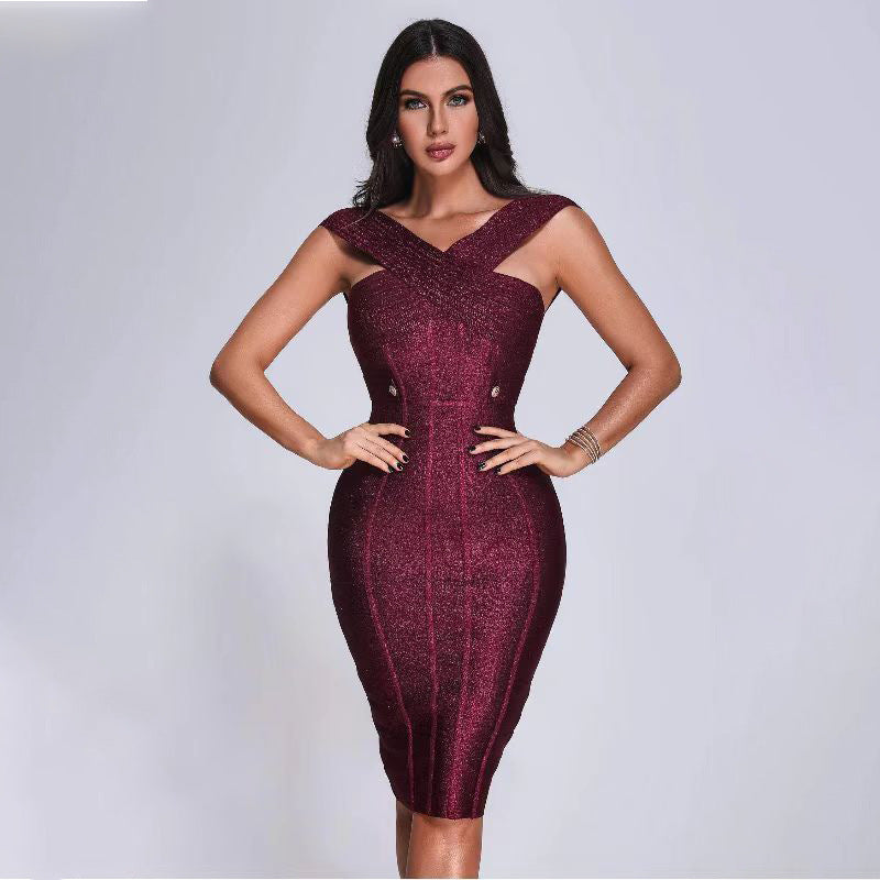 Sexy Off-Shoulder Tight Stretch Elegant Evening Bandage Dress