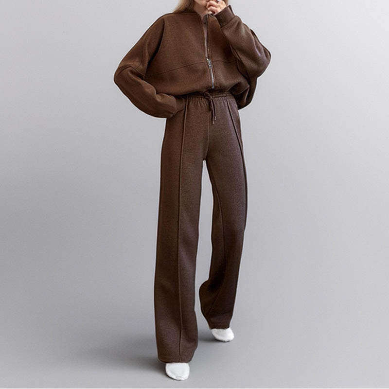 New suit fashionable solid color casual loose street sports sweater suit