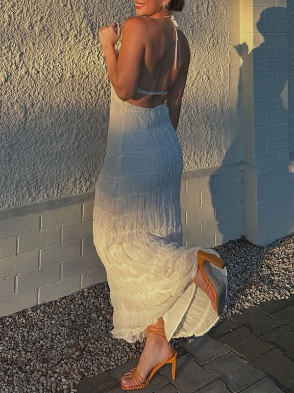 Ruched Halterneck Maxi Dress