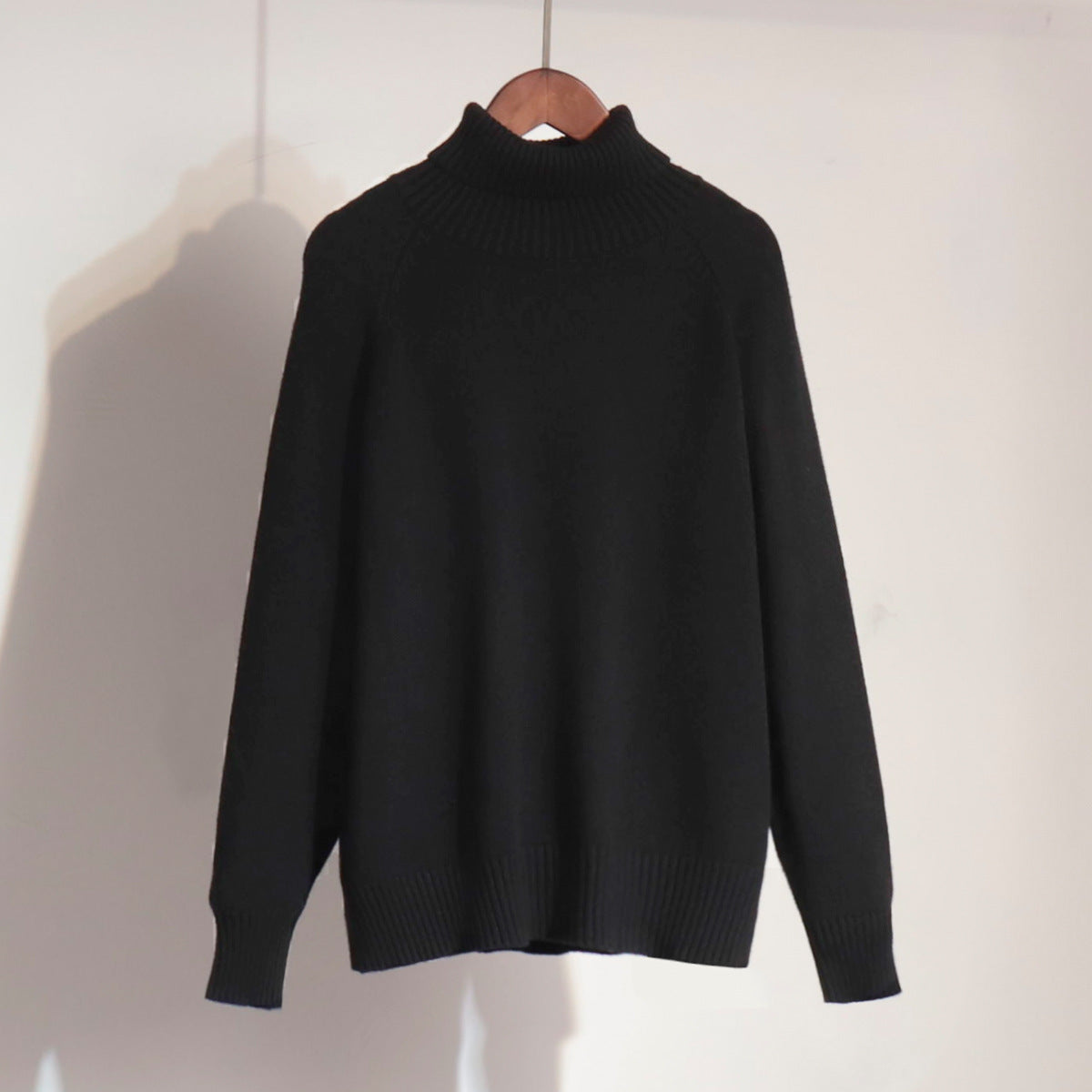 Turtleneck sweater autumn and winter elegant commuter solid color raglan sleeve women's knitted blouse