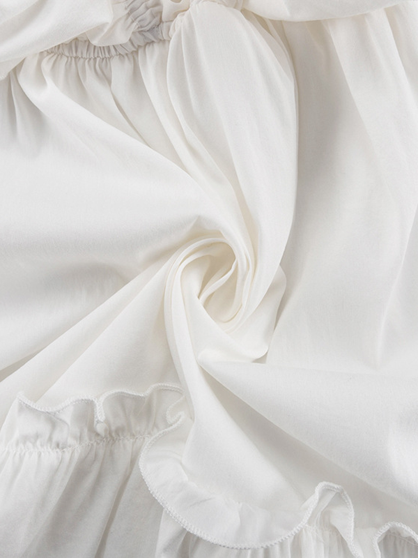 Ruffle Lace Up Long Sleeve Midi Dress