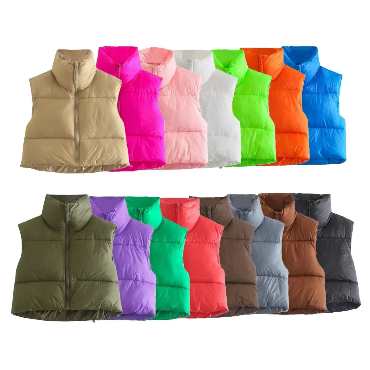 Wholesale women's clothing spring and autumn cotton coat vest zipped stand collar coat cotton-padded jacket