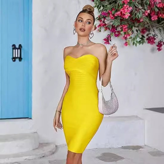 Women's Sexy Tight Tube Top Bandage Dress Classic Elastic