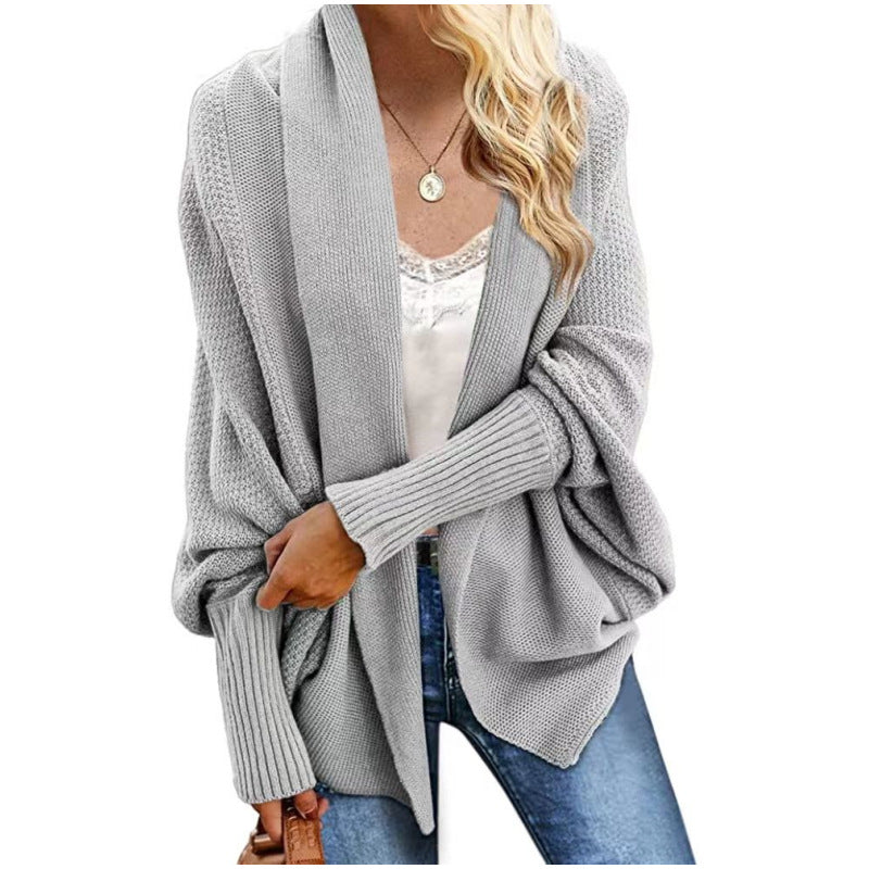 Knitted shawl sweater batwing sleeve oversized knitted cardigan sweater coat