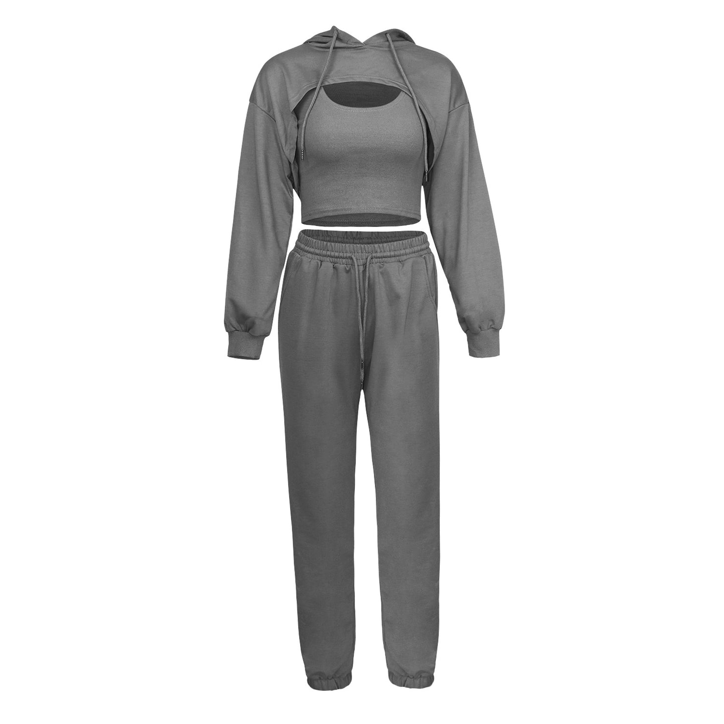 Spring hoodie loose sports slow running three-piece set