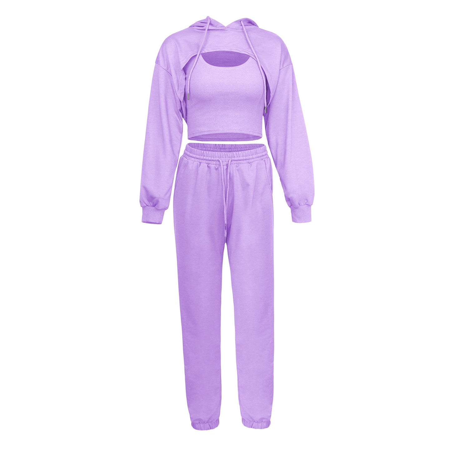 Spring hoodie loose sports slow running three-piece set