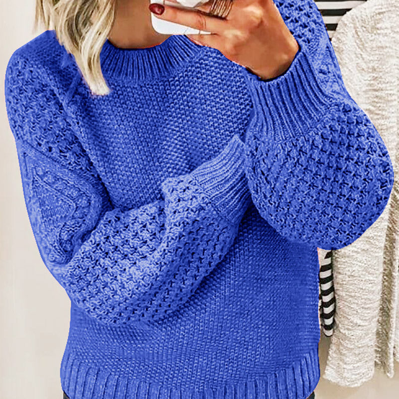 Thick warm sweater solid color outerwear knitted pullover women's sweater