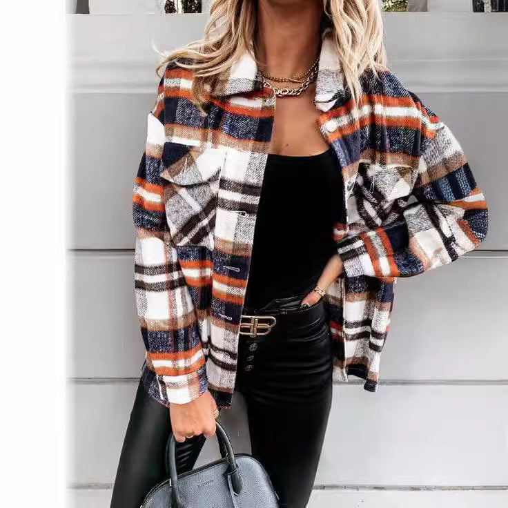 New woolen shirt long-sleeved plaid jacket