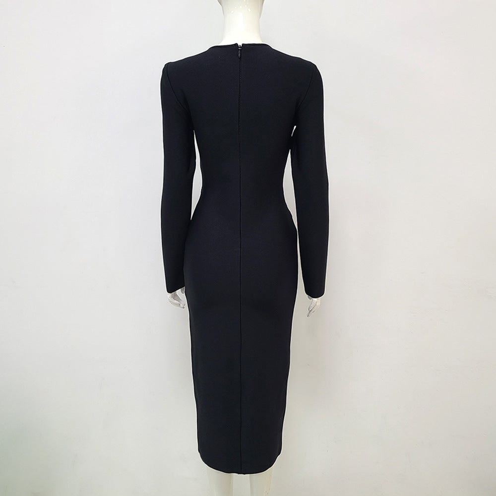 Mesh Light Diamond Sexy Bandage Evening Dress Party Banquet