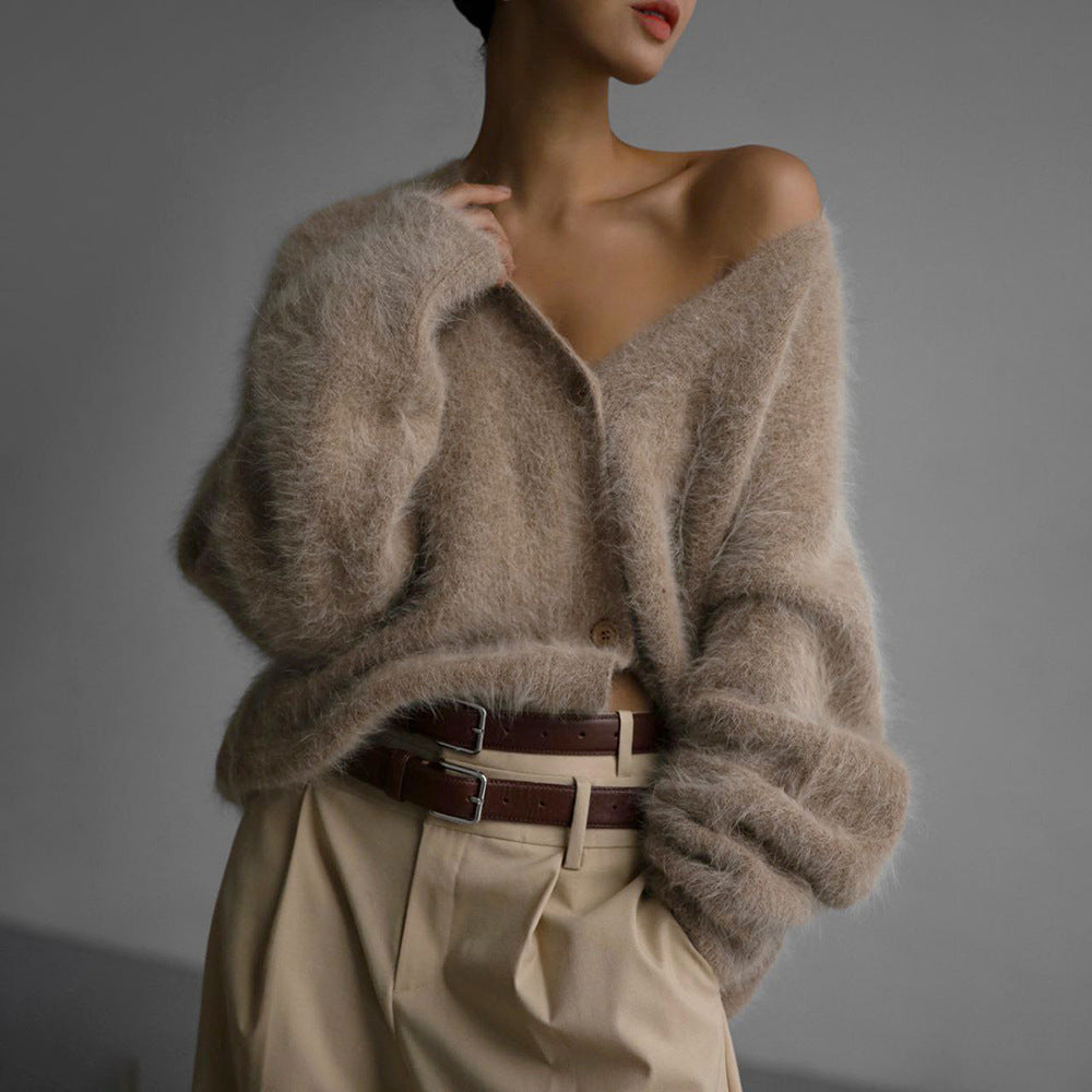 Mink-Like Knitted Sweater Cardigan Autumn And Winter Lazy