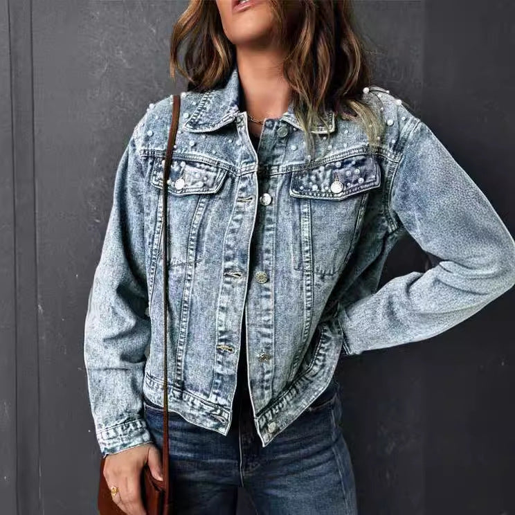 Fall Winter cowboy jacket loose casual denim coat women's clothing