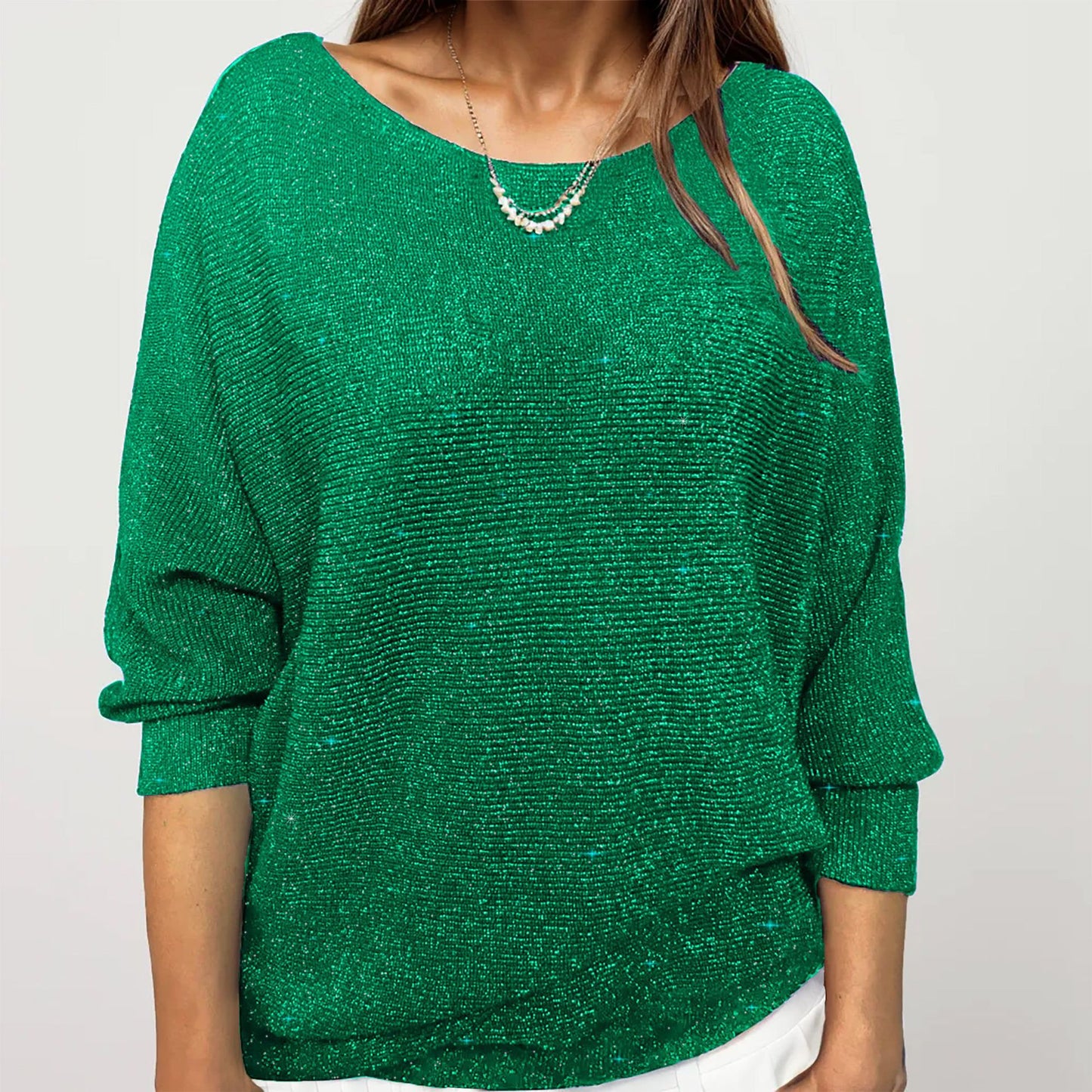 Cross-border European and American style gold silk flash sweater