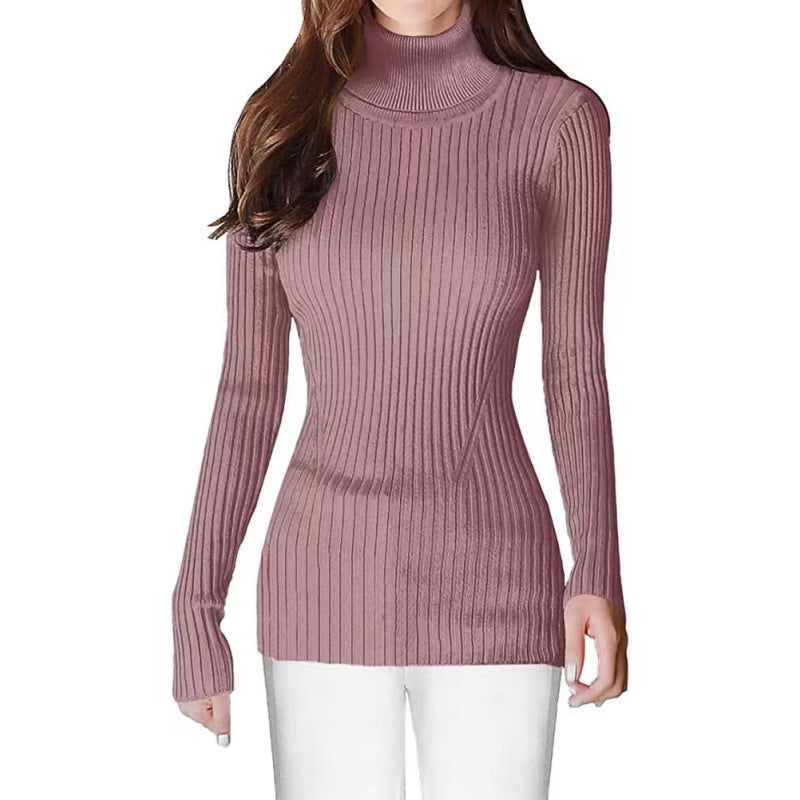 Women's turtleneck rib autumn and winter undershirt all-matching slim fit thermal head cover sweater