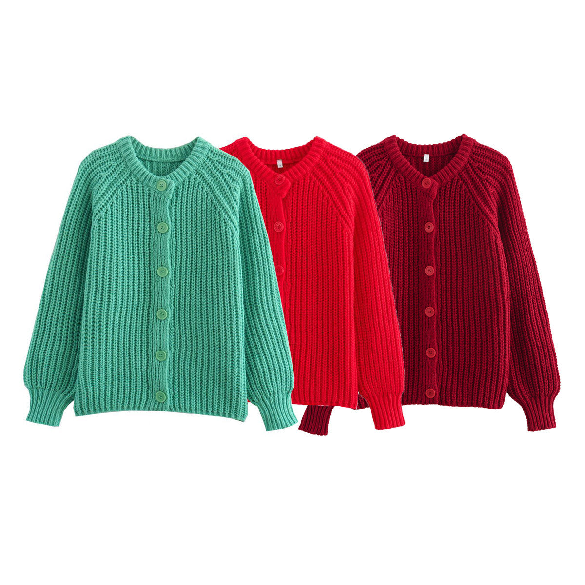 Y2K2024 autumn new solid color cardigan long sleeve knitted sweater coat for women