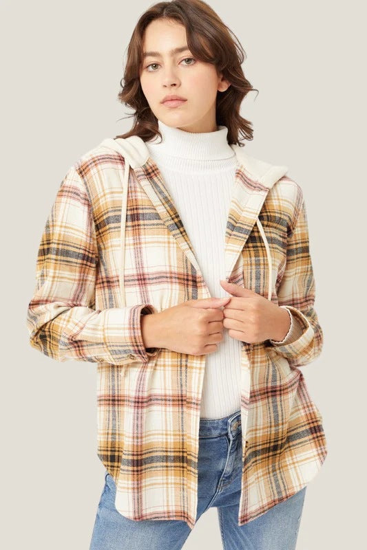 New hooded sweater breasted casual shirt jacket