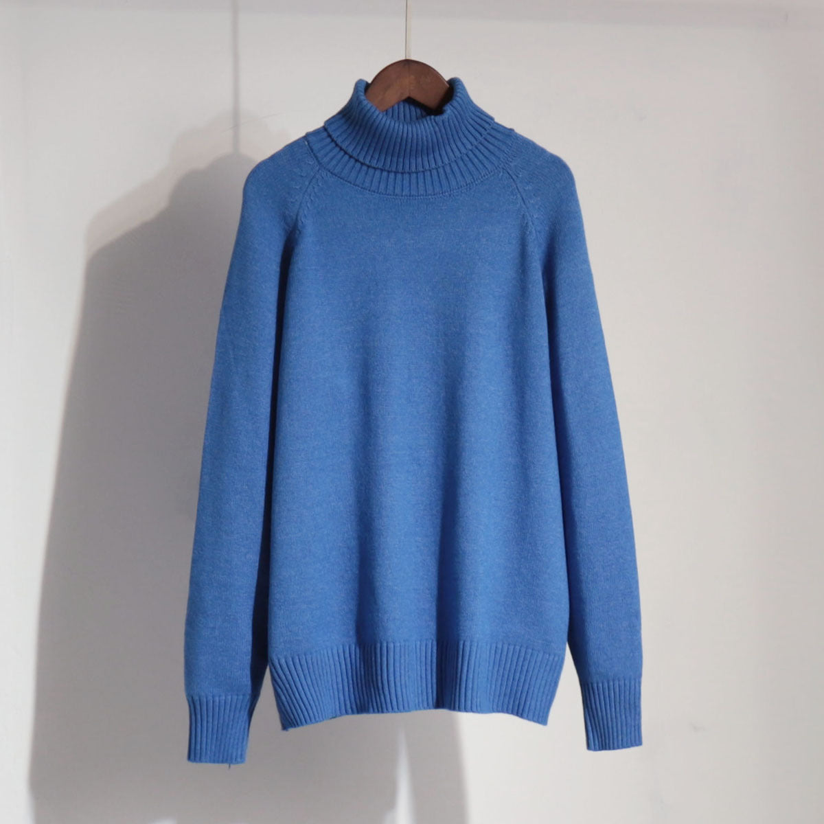 Turtleneck sweater autumn and winter elegant commuter solid color raglan sleeve women's knitted blouse