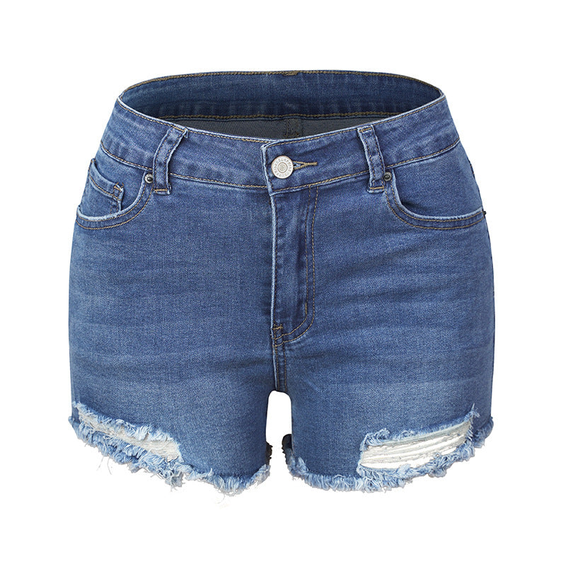 Stretch Ripped Tassel Women's Denim Shorts