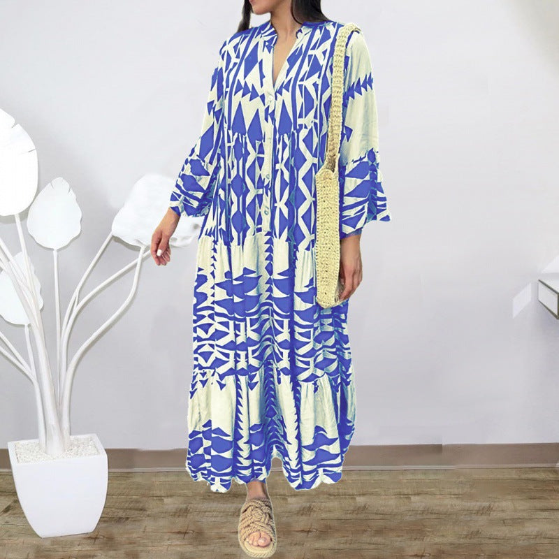 New pullover print bohemian dress for women