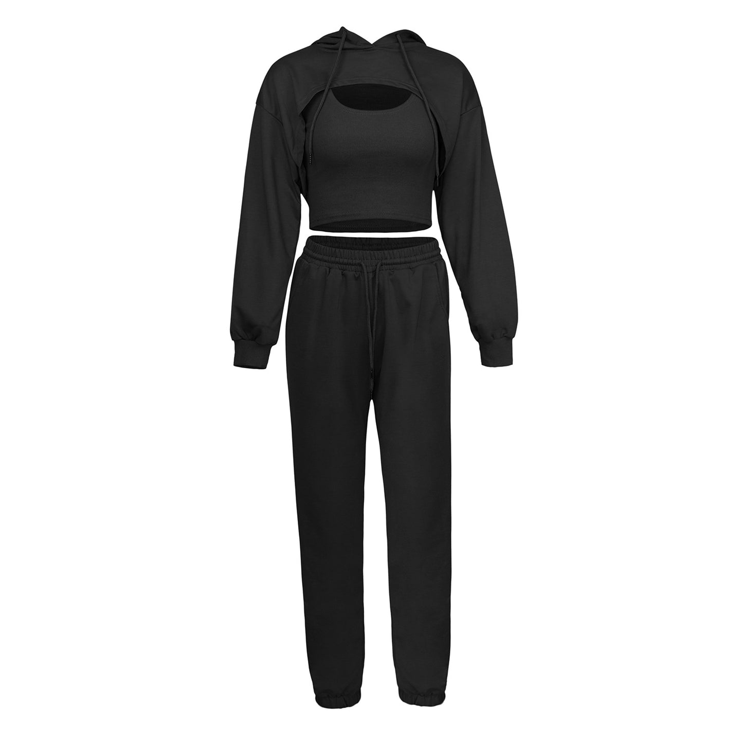 Spring hoodie loose sports slow running three-piece set