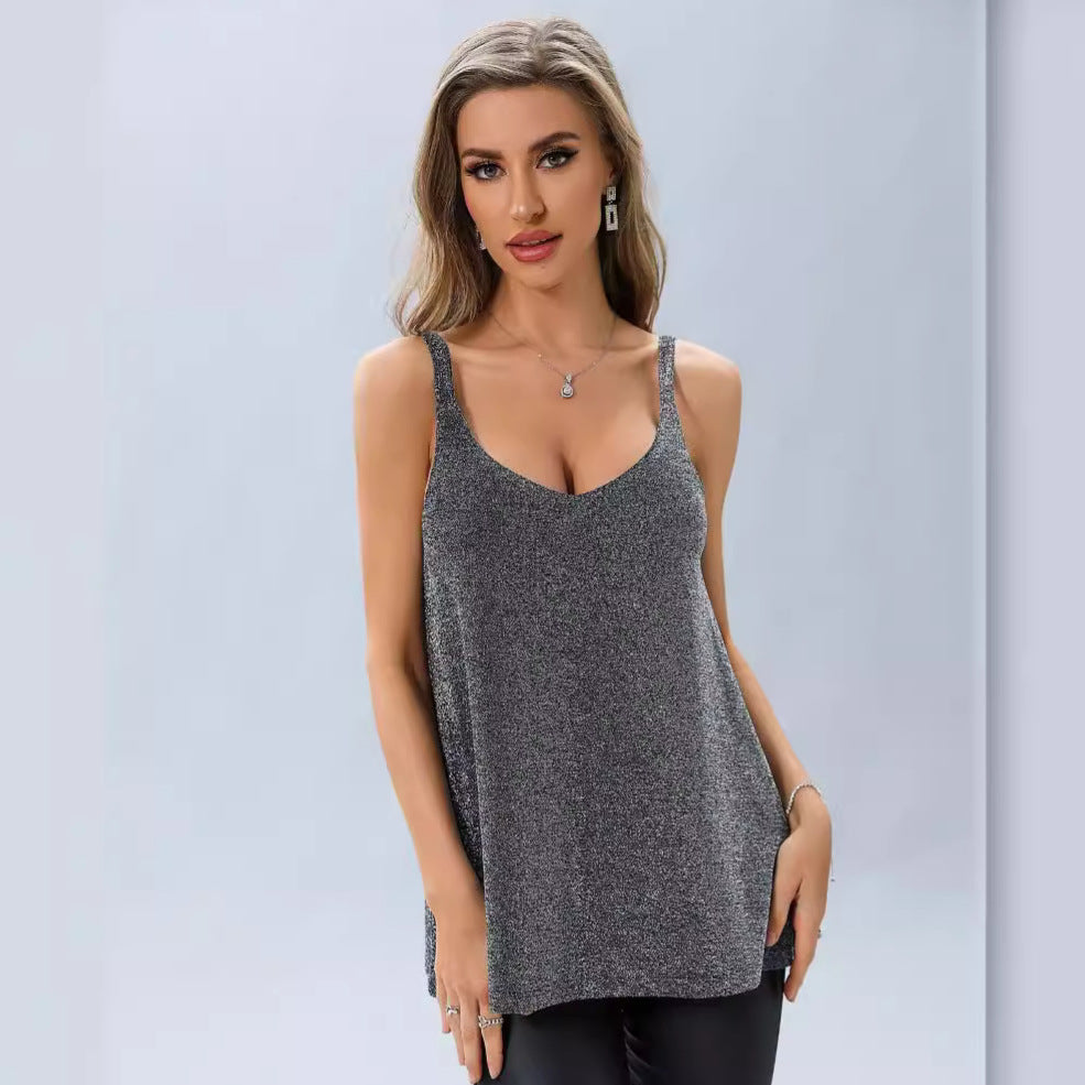 Women's sling fashion casual loose mid-length sleeveless vest