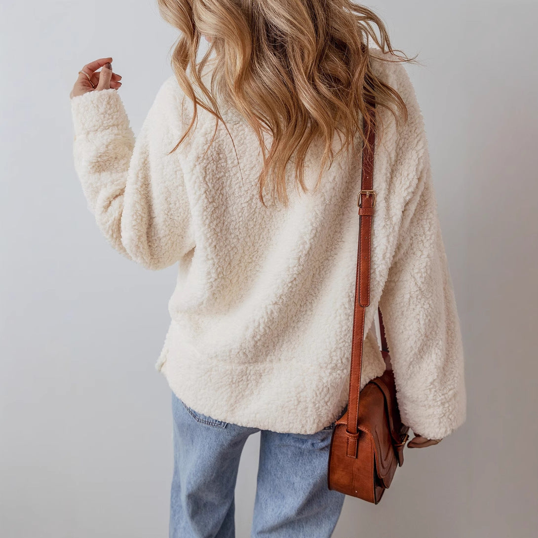 Casual solid color thermal jumper women's top