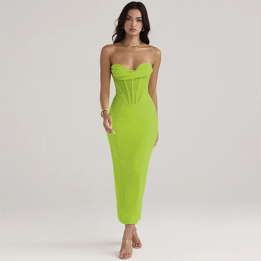 Sexy Midi Dress Cinched Mesh Slim Bandage Dresses