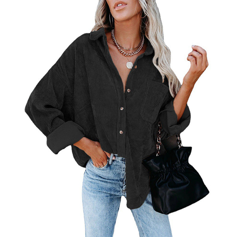 Oversized Casual Corduroy Shirt Women