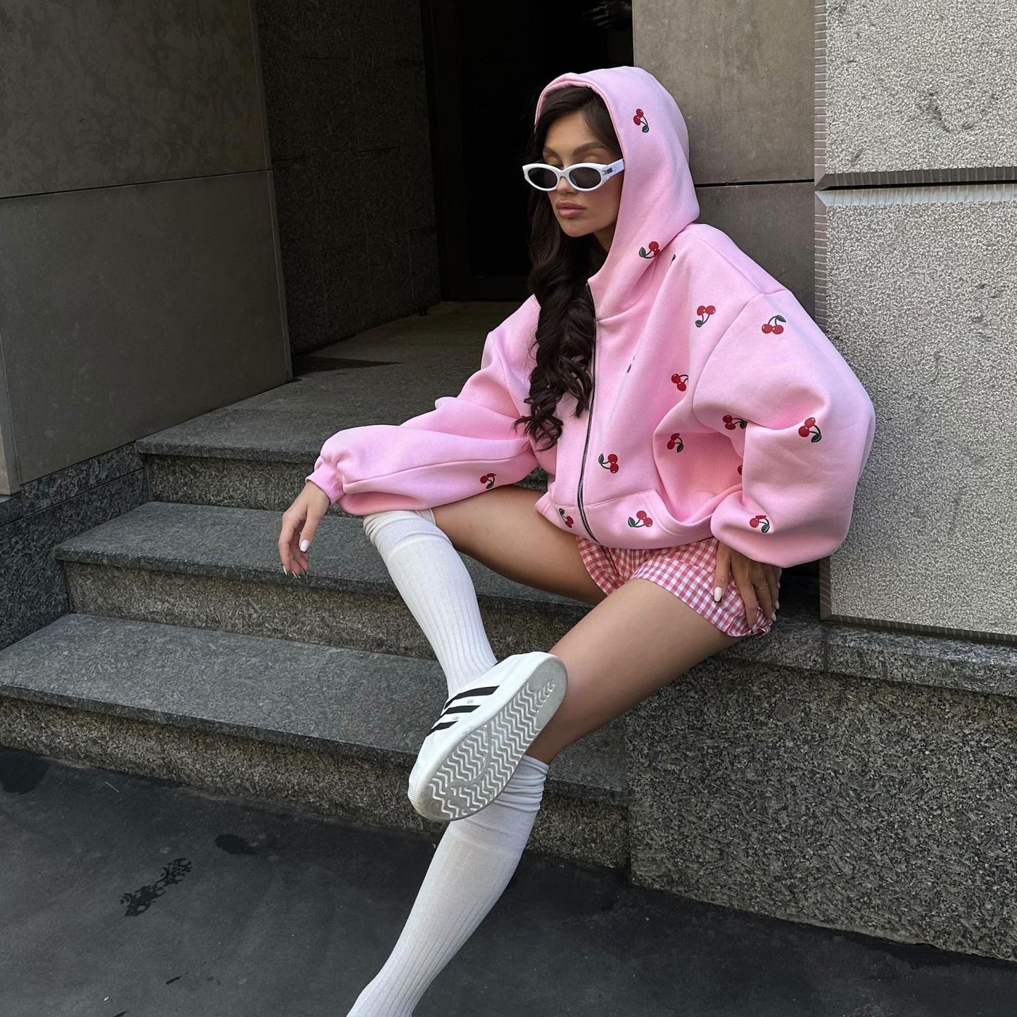 Street style fashion trendy brand loose versatile sports hoodie women