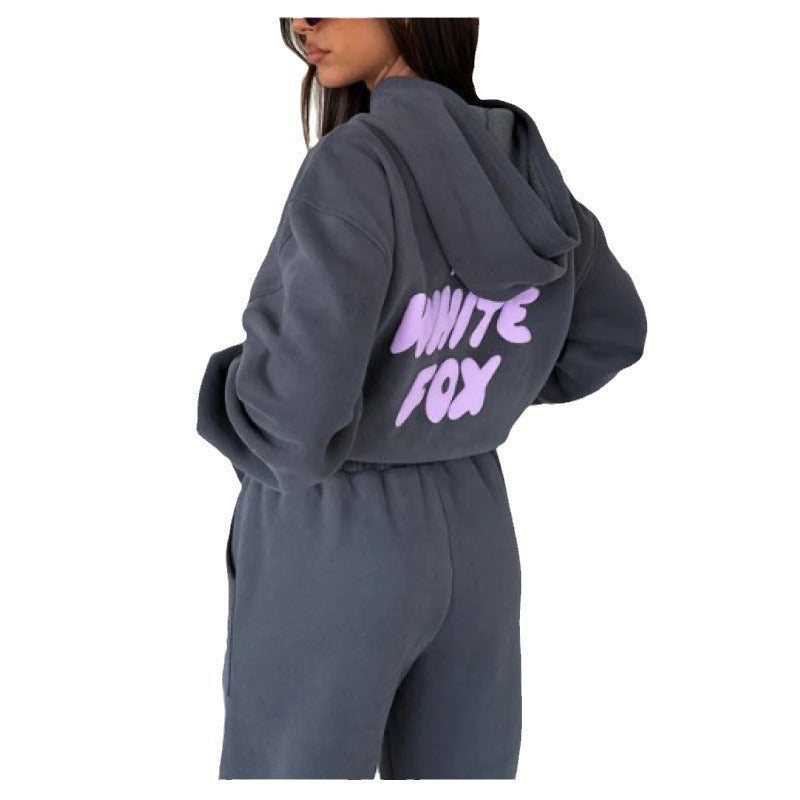 Spring and Autumn new sweater set fashion sports hooded sweater two pieces