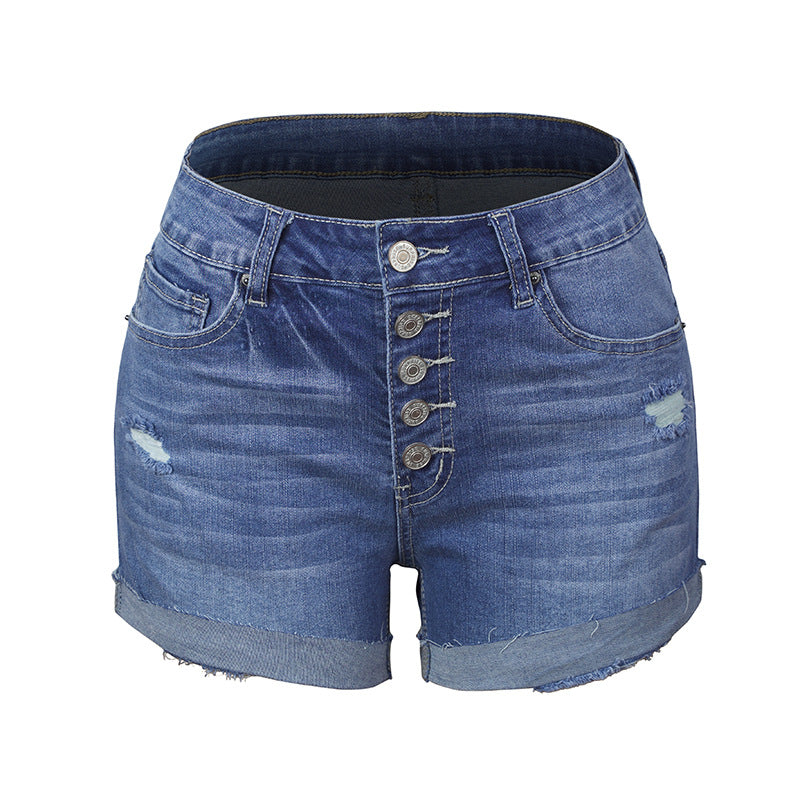 Stretch Ripped Women's Denim Shorts