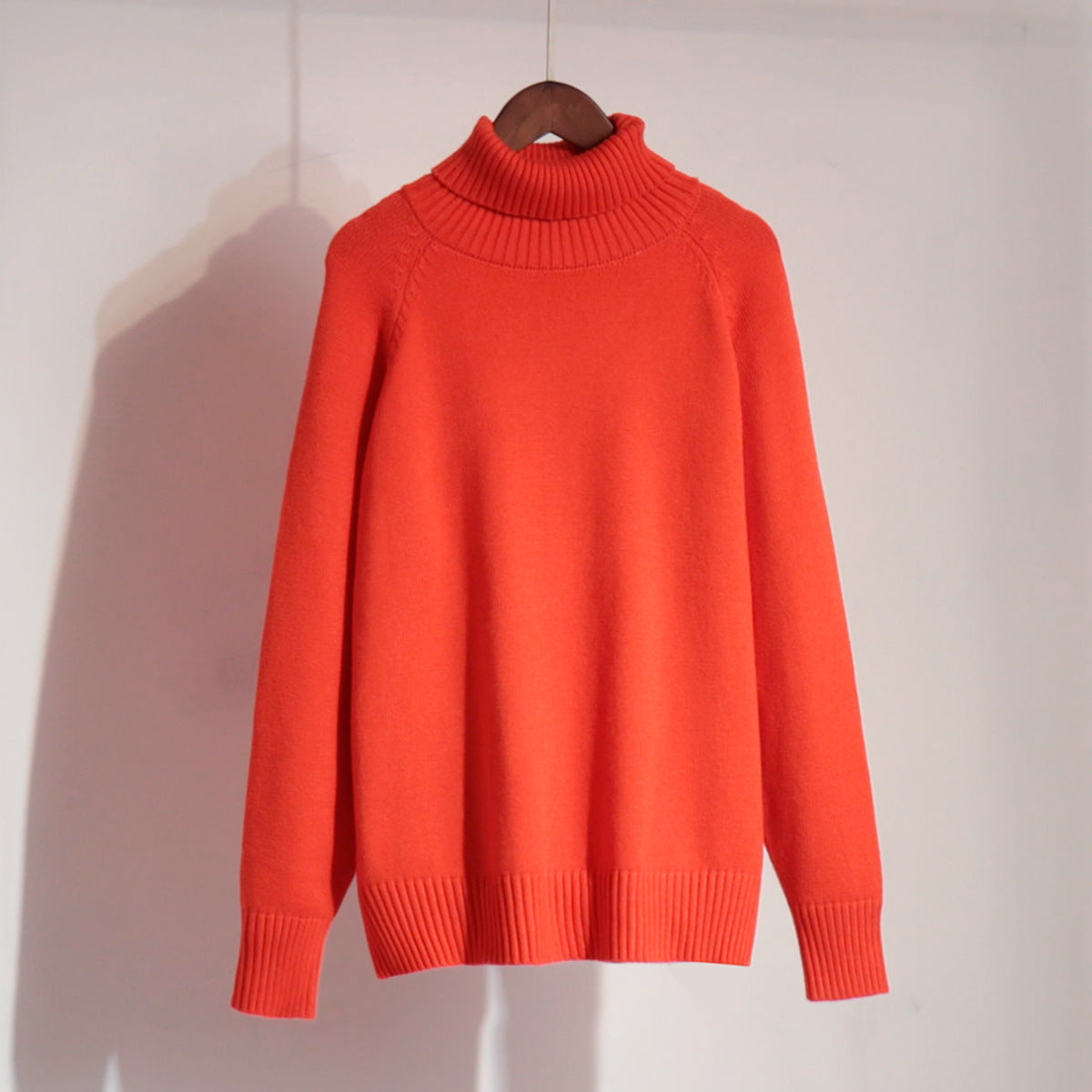 Turtleneck sweater autumn and winter elegant commuter solid color raglan sleeve women's knitted blouse
