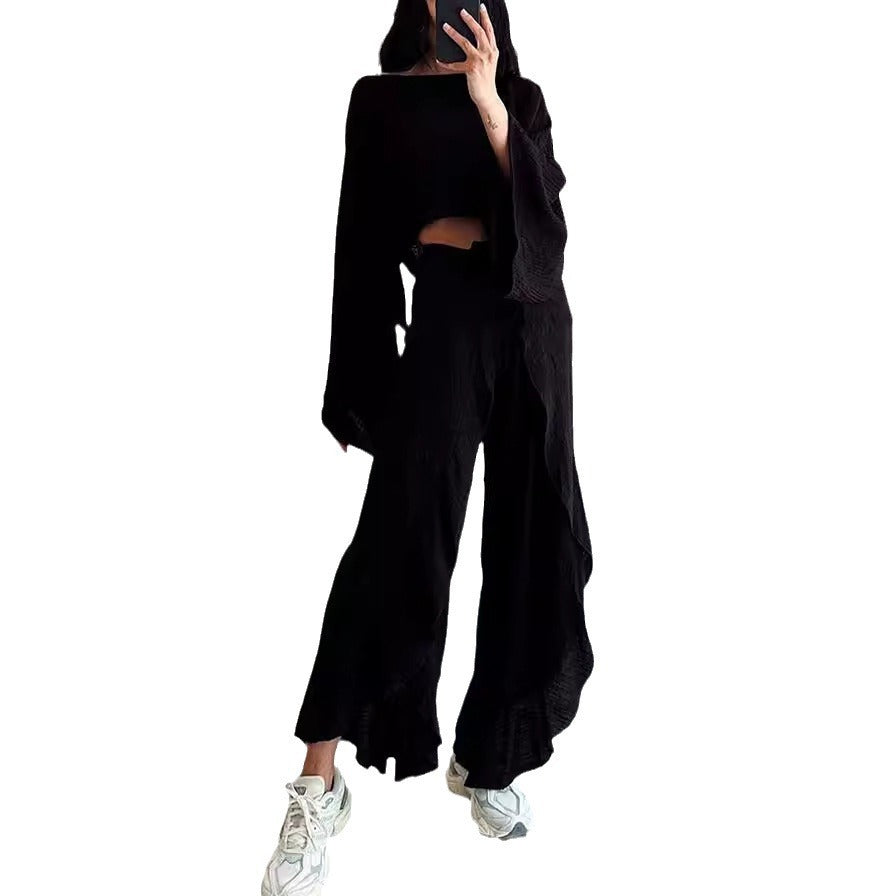 Fashion loose top + trousers two-piece suit for women