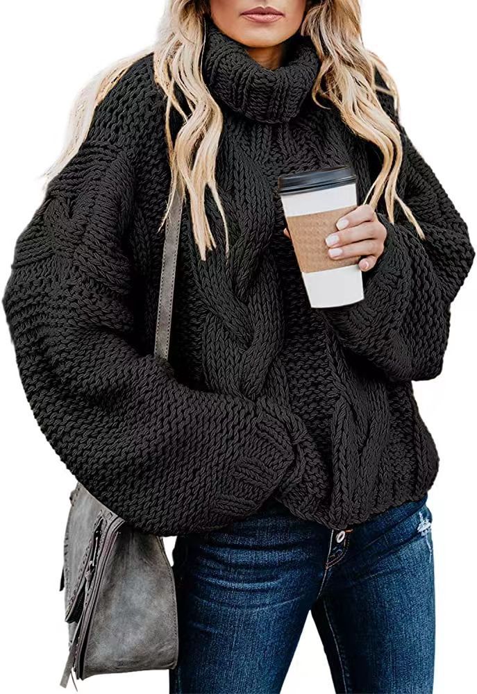 Autumn and winter women's knitted pullover top idle style solid color twist loose turtleneck sweater