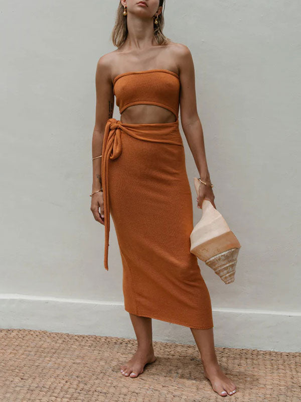 Sleeveless Cutout Tube Top Midi Dress