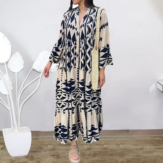 New pullover print bohemian dress for women