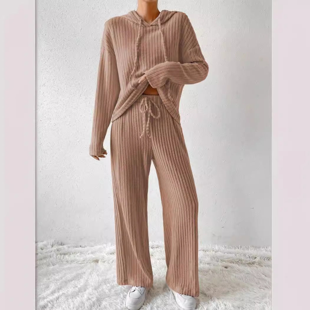 Autumn and Winter long sleeve comfortable hooded casual trousers home wear suit