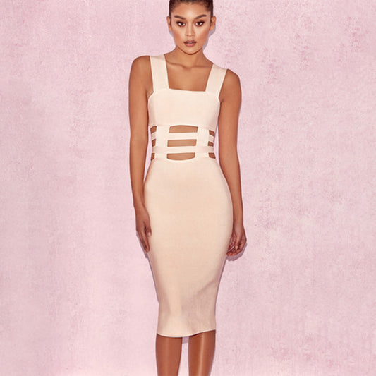 Apricot Colored Minimalist Bandage Dress