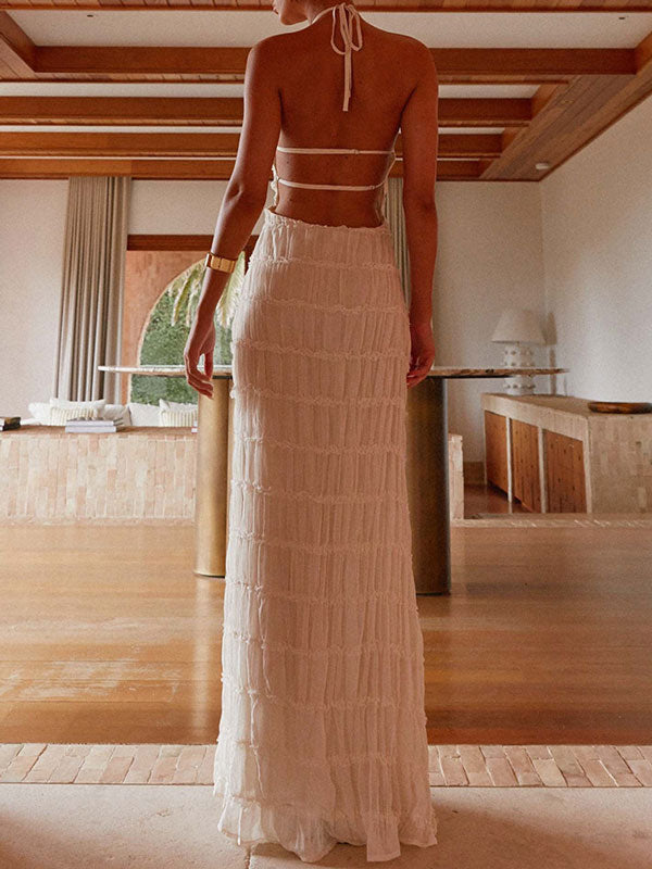 Ruched Halterneck Maxi Dress