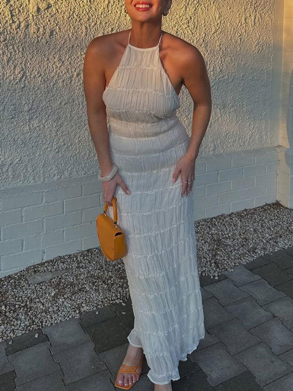 Ruched Halterneck Maxi Dress