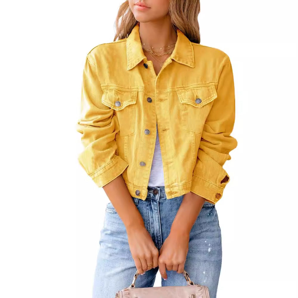 Women's autumn new denim jacket coat long sleeve top dopamine Y2K