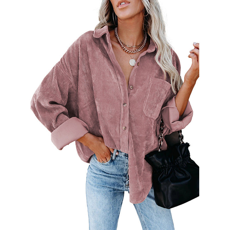 Oversized Casual Corduroy Shirt Women
