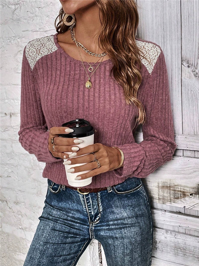 New Autumn winter round neck long sleeved shirt women tops