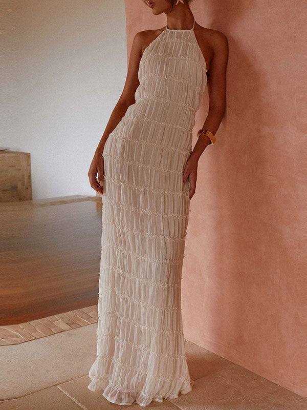 Ruched Halterneck Maxi Dress